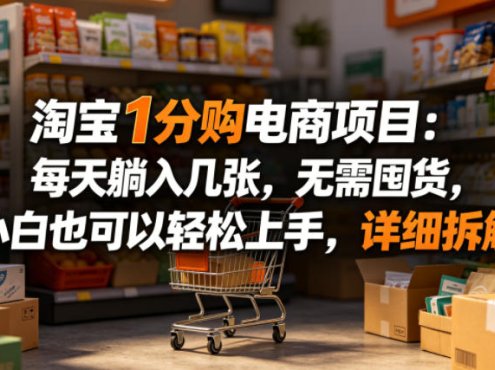 淘宝1分购电商项目:每天躺入几张,无需囤货,小白也可以轻松上手,详细拆解