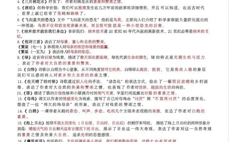 四年级下语文1-8单元十大高频考点汇总