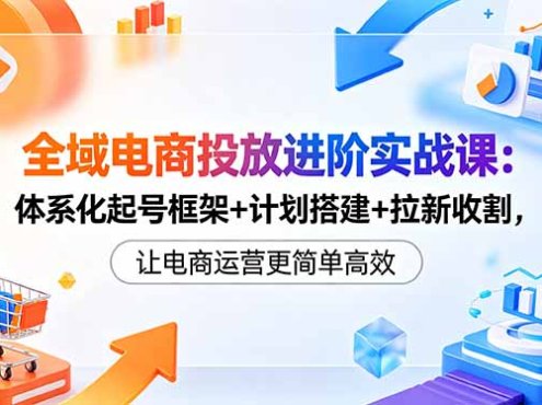 全域电商投放进阶实战课：体系化起号框架+计划搭建+拉新收割，让电商运营更简单高效