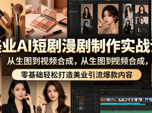 美业AI短剧漫剧制作实战课，从生图到视频合成，零基础轻松打造美业引流爆款内容
