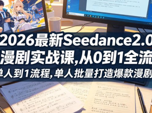 2026最新Seedance2.0 AI漫剧实战课,，从0到1全流程，单人批量打造爆款漫剧