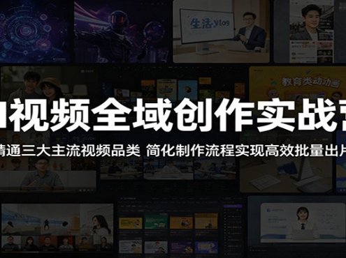 AI视频全域创作实战营：精通三大主流视频品类，简化制作流程实现高效批量出片