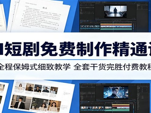 AI短剧免费制作精通课：全程保姆式细致教学，全套干货完胜付费教程