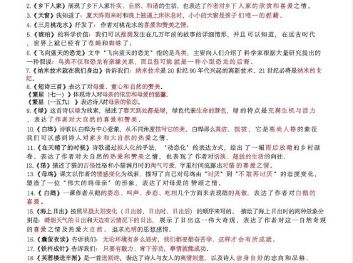 四年级下语文1-8单元十大高频考点汇总