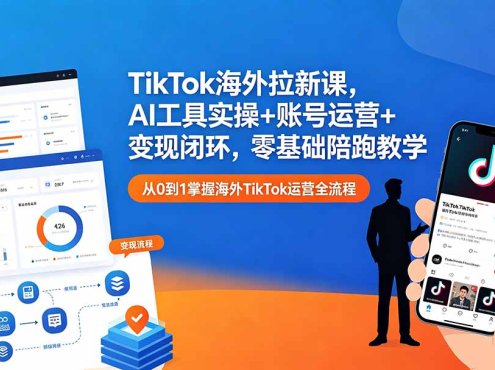 TikTok海外拉新课，AI工具实操+账号运营+变现闭环，零基础陪跑教学