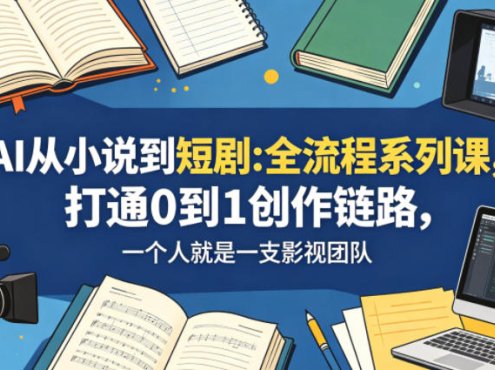 AI从小说到短剧全流程系列课，打通0到1创作链路，一个人就是一支影视团队