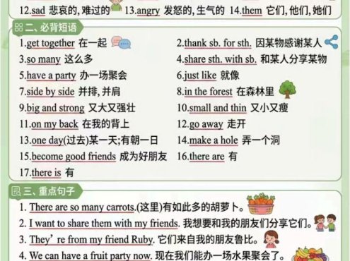 四年级下英语1-8单元知识点汇总《译林版》
