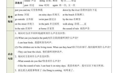 三年级下英语Unit4知识清单+专项练《沪教版》