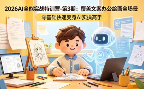 2026AI全能实战特训营-第3期:覆盖文案办公绘画全场景 零基础快速变身AI实操高手