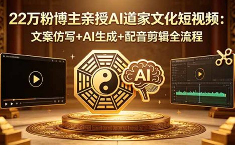 22万粉博主亲授AI道家文化短视频:文案仿写+AI生成+配音剪辑全流程