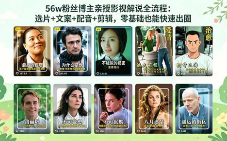 56万粉丝博主亲授影视解说全流程:选片+文案+配音+剪辑,零基础也能快速出圈