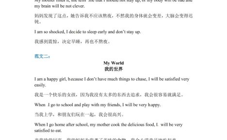 六年级下英语小升初作文范文四篇(7)