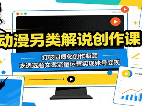 动漫另类解说创作课：打破同质化创作瓶颈，吃透选题文案流量运营实现账号变现
