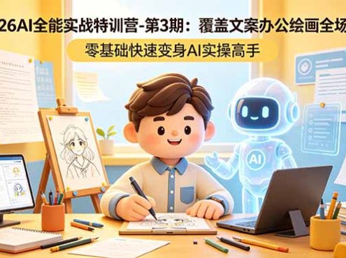 2026AI全能实战特训营-第3期：覆盖文案办公绘画全场景 零基础快速变身AI实操高手