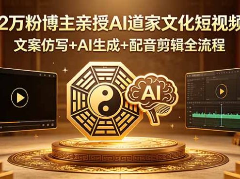 22万粉博主亲授AI道家文化短视频：文案仿写+AI生成+配音剪辑全流程