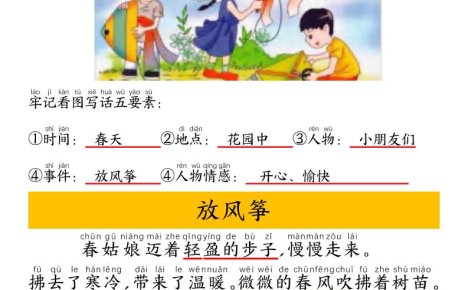 一年级下语文看图写话五要素训练