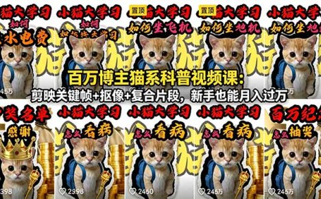 百万博主猫系科普视频课：剪映关键帧+抠像+复合片段，新手也能月入过万