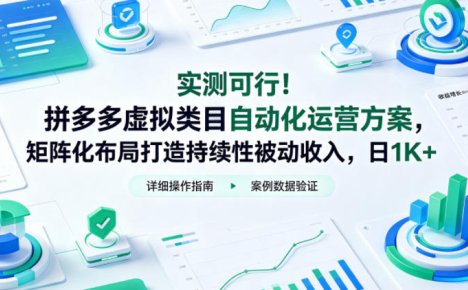 实测可行!拼多多虚拟类目自动化运营方案,矩阵化布局打造持续性被动收入,日1K+【揭秘】