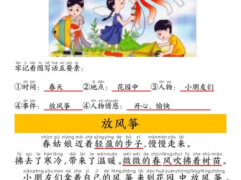一年级下语文看图写话五要素训练