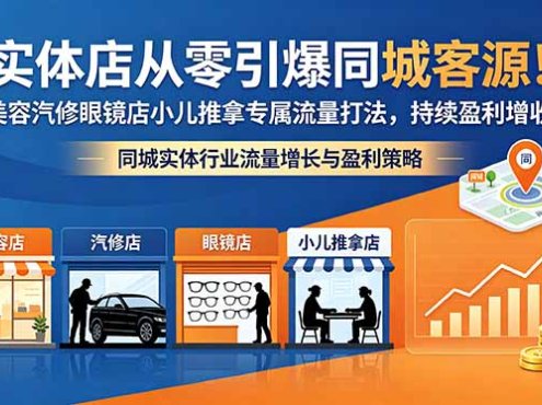 实体店从零引爆同城客源！美容汽修眼镜店小儿推拿专属流量打法，持续盈利增收