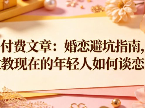 付费文章：婚恋避坑指南，教教现在的年轻人如何谈恋爱