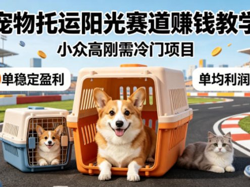 宠物托运阳光赛道賺钱教学，小众高刚需冷门项目，日均10单稳定盈利，单均利润200+