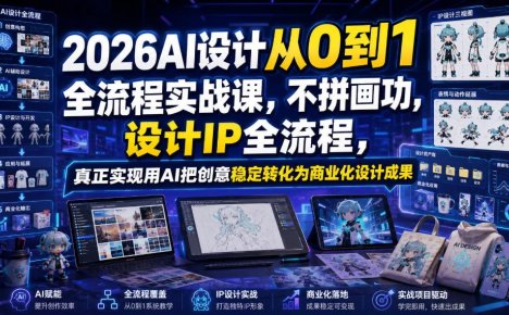 2026AI设计从0到1全流程实战课,不拼画功,设计IP全流程,真正实现用AI把创意稳定转化为商业化设计成果