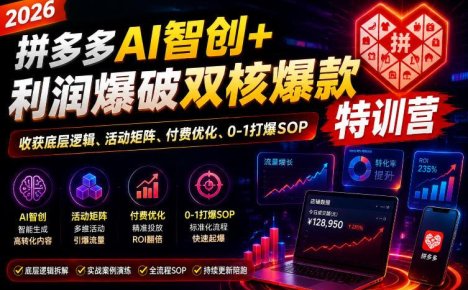 2026拼多多AI智创+利润爆破双核爆款特训营,收获底层逻辑、活动矩阵、付费优化、0-1打爆SOP(更新0727)