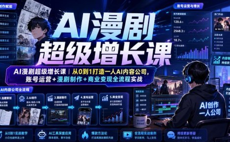 AI漫剧超级增长课|从0到1打造一人AI内容公司,账号运营+漫剧制作+商业变现全流程实战