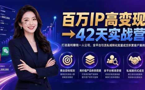 百万IP高变现→42天实战营|打造盈利赚钱一人公司,全平台引流私域转化批量成交积累客户案例
