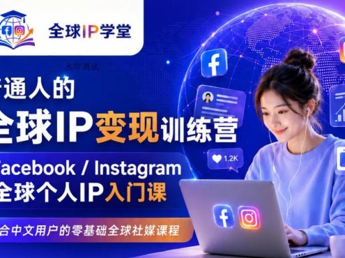 普通人的全球IP变现训练营，Facebook/Instagram全球个人IP入门课，零基础全球社媒课程