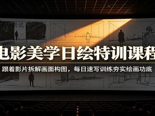 电影美学日绘特训课程：跟着影片拆解画面构图，每日速写训练夯实绘画功底
