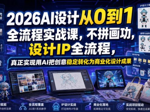 2026AI设计从0到1全流程实战课，不拼画功，设计IP全流程，真正实现用AI把创意稳定转化为商业化设计成果