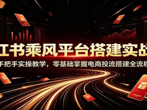 小红书乘风平台搭建实战课：手把手实操教学，零基础掌握电商投流搭建全流程