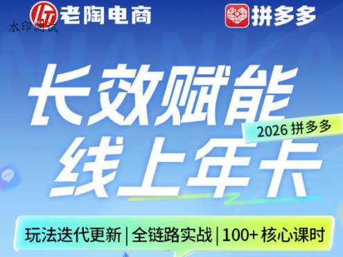 拼多多线上SVIP线上年卡，从认知到基础、从推广到活动、从活动到玩法，全链路实战(260730)