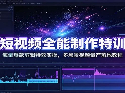 AI短视频全能制作特训营：海量爆款剪辑特效实操，多场景视频量产落地教程