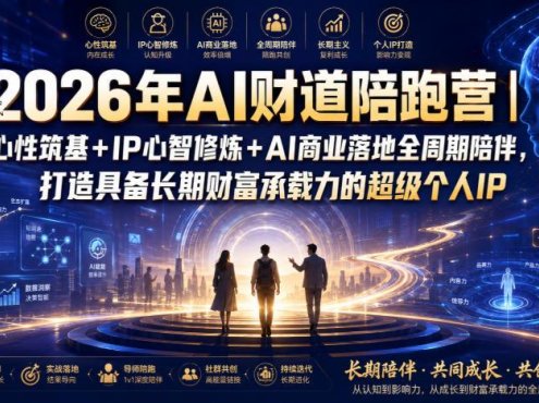 2026年AI财道陪跑营｜心性筑基+IP心智修炼+AI商业落地全周期陪伴，打造具备长期财富承载力的超级个人IP