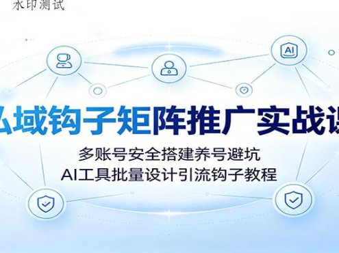 私域钩子矩阵推广实战课：多账号安全搭建养号避坑，AI工具批量设计引流钩子教程