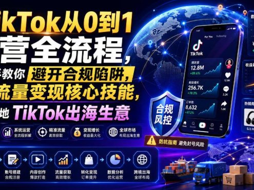 TikTok从0到1运营全流程,手把手教你避开合规陷阱,掌握流量变现核心技能,快速落地TikTok出海生意(更新7月)