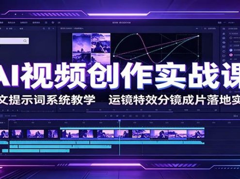 AI视频创作实战课：图文提示词系统教学，运镜特效分镜成片落地实操