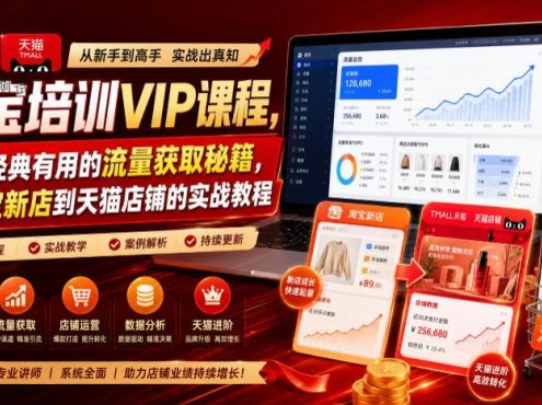 淘宝培训VIP课程，各种经典有用的流量获取秘籍，从淘宝新店到天猫店铺的实战教程(更新7月29日)