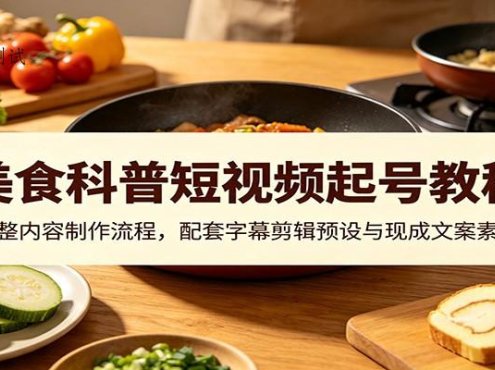 美食科普短视频起号教程：完整内容制作流程，配套字幕剪辑预设与现成文案素材