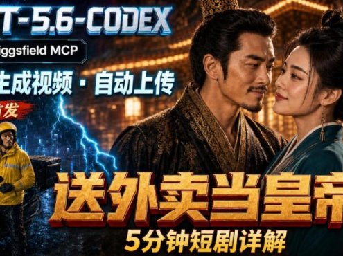 GPT-5.6 Codex+Higgsfield MCP：一条指令生成5分钟短剧并自动上传YouTube(油管)