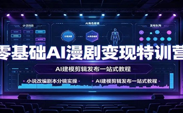 零基础AI漫剧变现特训营：小说改编剧本分镜实操，AI建模剪辑发布一站式教程
